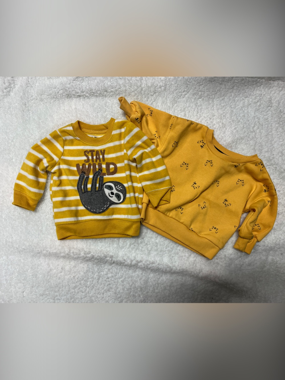4/25$ Baby Yellow Playful Cat and Sloth Graphic Sweaters- Carter’s + George